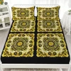 3PC European Style Disc Bed Sheet Set - 100% Polyester, Digital Print, Breathable Home Decor Fitted Sheet and Bedding Sheet 2
