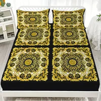 3PC European Style Disc Bed Sheet Set - 100% Polyester, Digital Print, Breathable Home Decor Fitted Sheet and Bedding Sheet 2