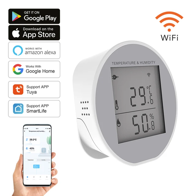 Tuya WIFI Temperature Humidity Sensor Indoor Hygrometer Thermometer Detector Smart Life App Support Alexa Google Home