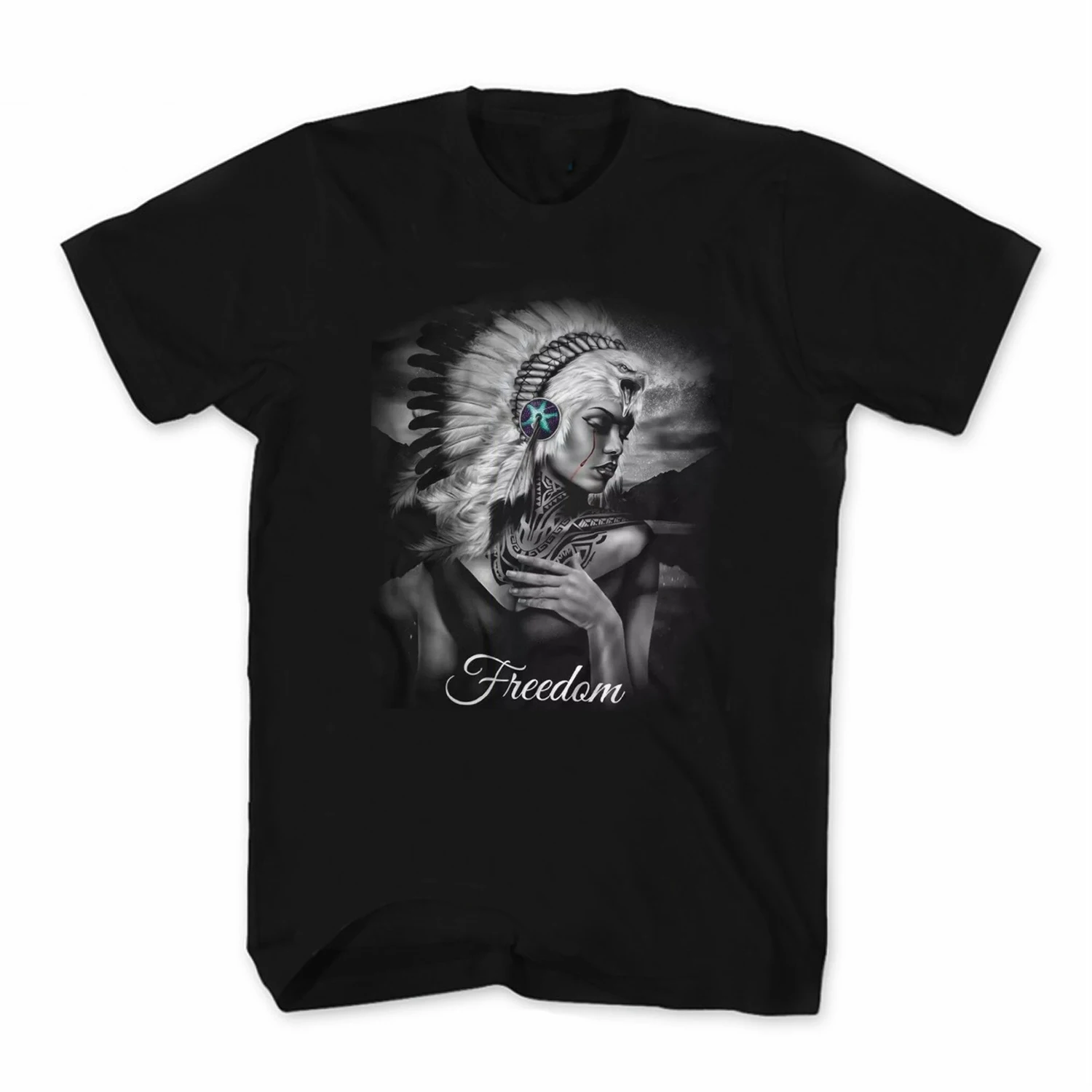 

"FREEDOM" Native Tattoo Legacy Mens T Shirt. Short Sleeve 100% Cotton Casual T-shirts Loose Top Size S-3XL