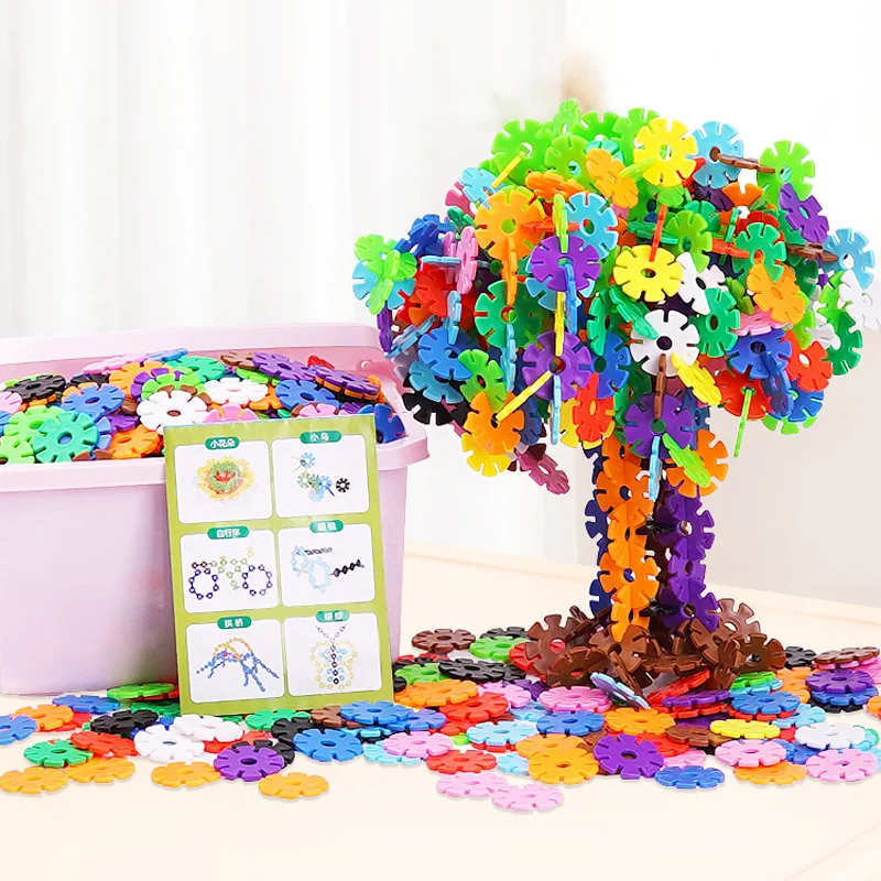 Children's early education insert snowflake blocks, DIY puzzle puzzle exercise hands-on ability, (random color blocks)