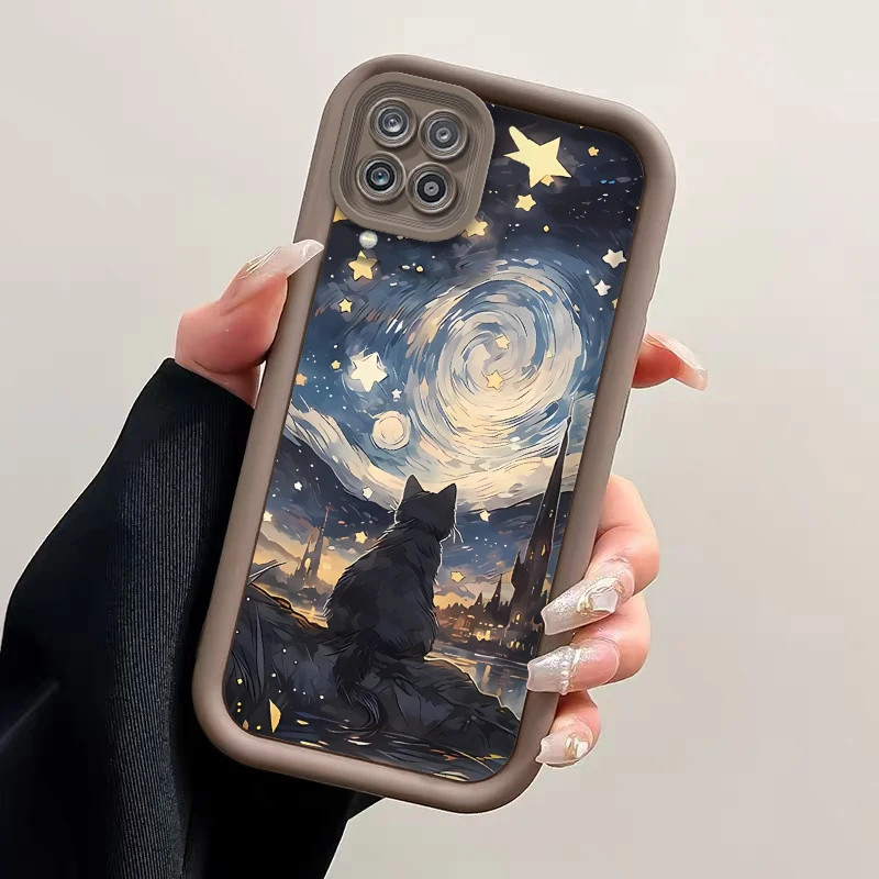 Starry Night Cat Design Sky Eye Phone Case