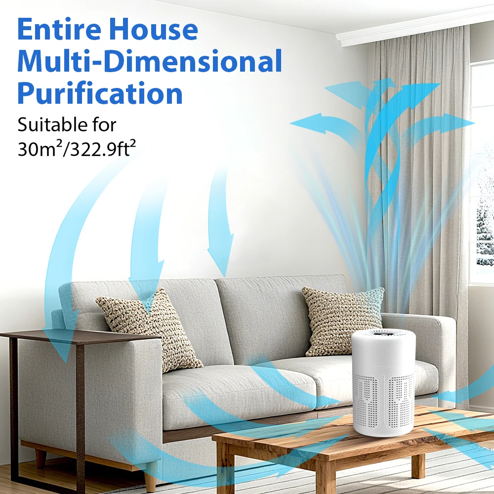 Portable White ABS Mini Air Purifier with HEPA Filter