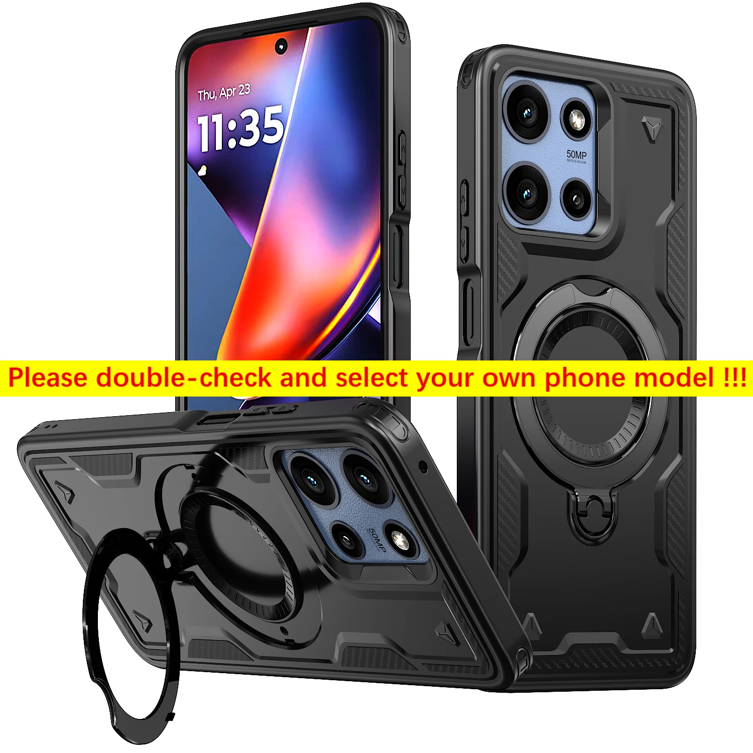 Durable 360° Rotating Magnetic Stand Shockproof Phone Case with Tough Cover