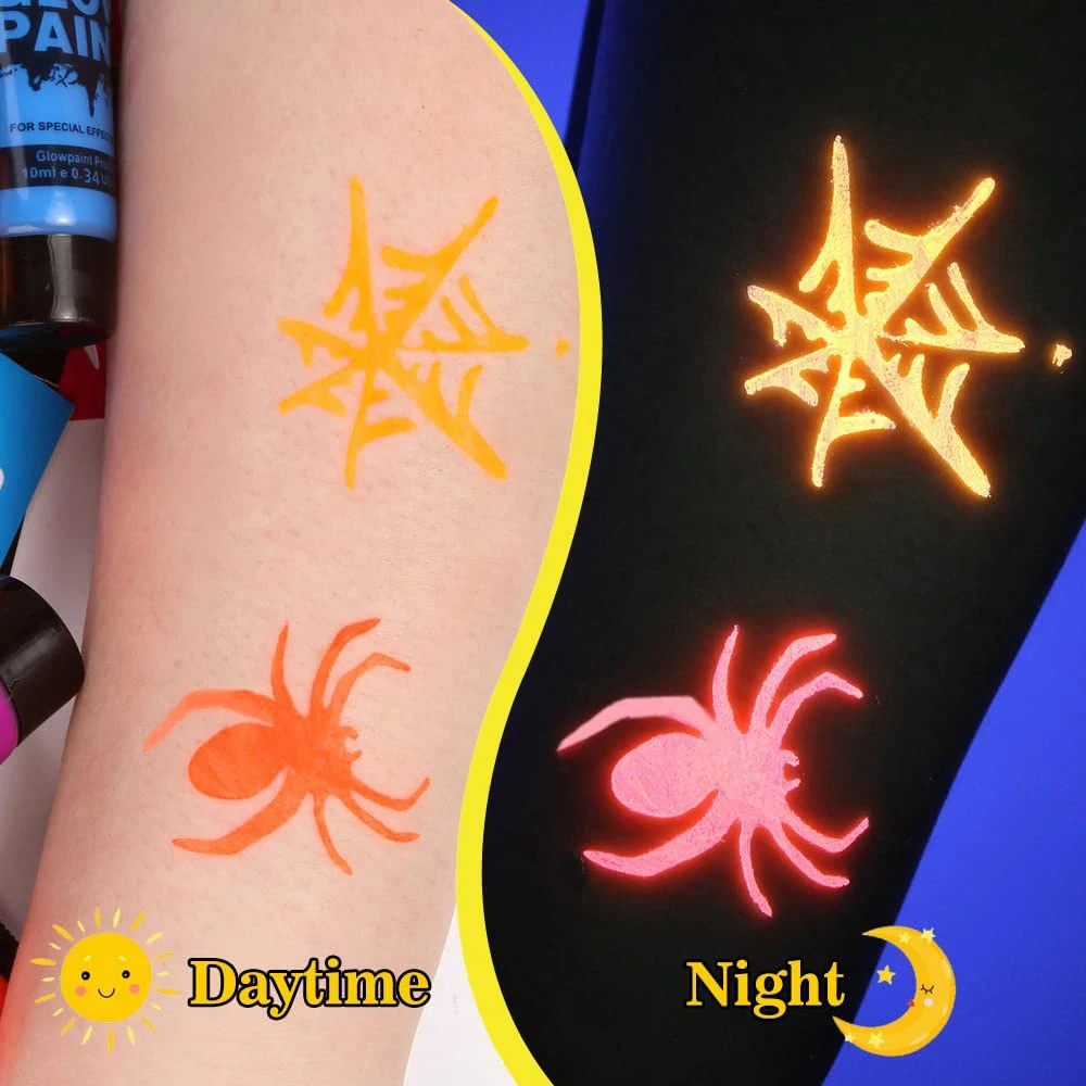 8pcs/set 10ml Face Body Fluorescent Paint Pigments Uv Color Makeup  Halloween Make Up Cosplay Glow In The Dark Body Paint Bulk - Body Paint -  AliExpress