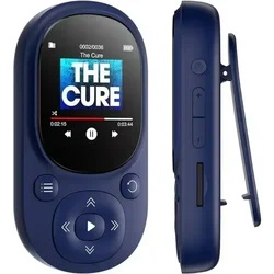 Portable 32GB Clip MP3 Player with Bluetooth 5.0, Lossless Sound, FM Radio, Voice Recording, and Expandable Storage - 32 GB (Blue)