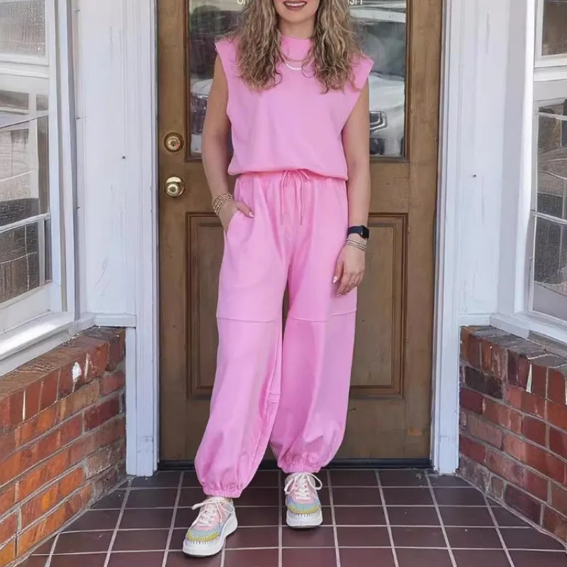 2024 Women's Summer New Sleeveless Backless Top Pocket Design Jumpsuit  Street Trendsetters Female Fashion High Waist Jumpsuits