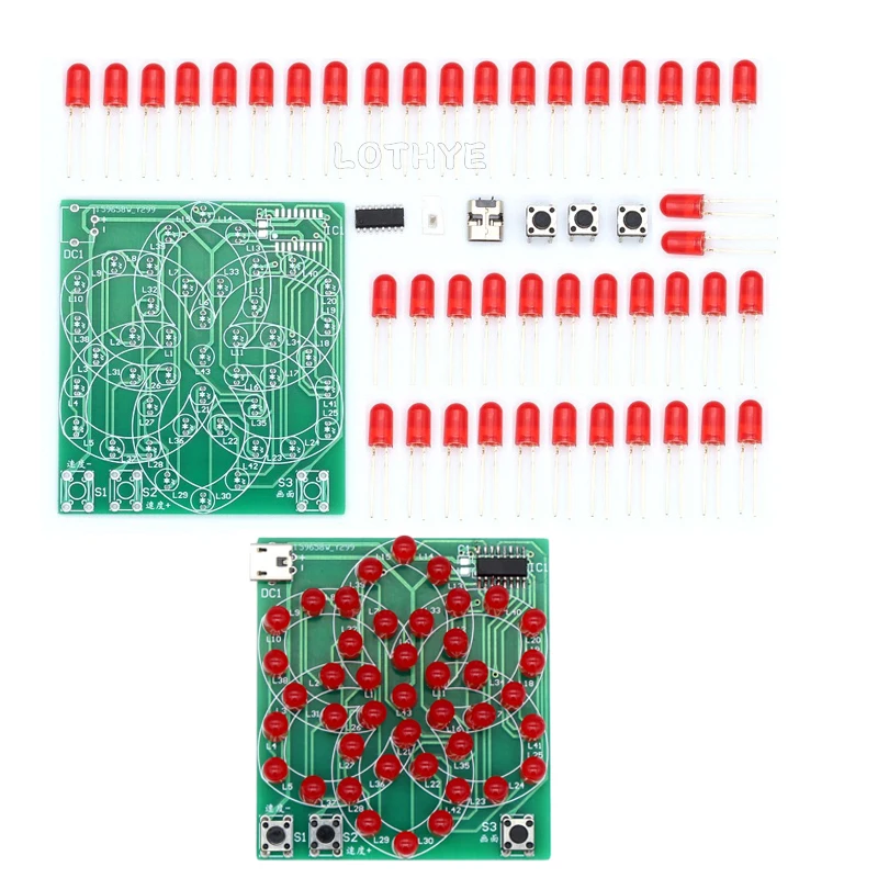 Kit électronique de bricolage, modèle multi-style, moulin à vent électronique, lumière d'eau courante, 43 LED, 5V, soudure amusante, suite de formation de coordinateur