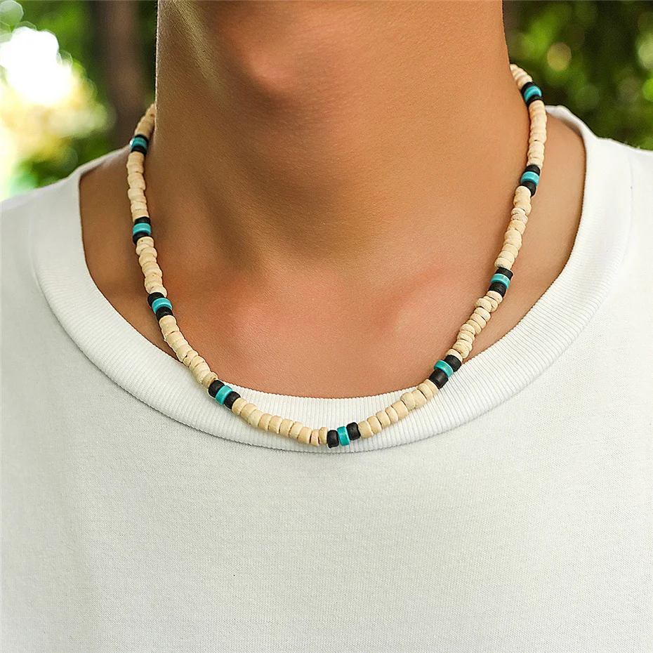 Collier Bois Spirale Réglable – Pendentif Surf – Style Naturel