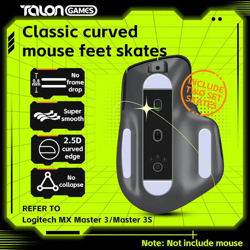 Talongames-patins de Borda Curva Personalizados Cinza Claro Conjuntos Patins para Logitech mx Master e 3s