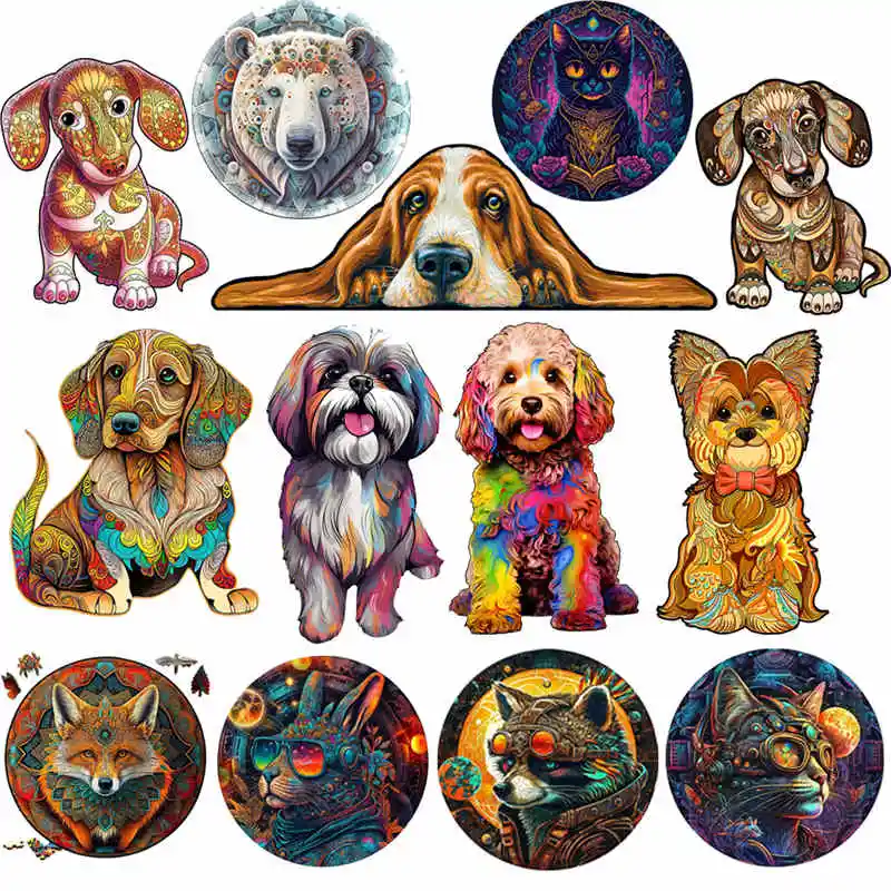 Dog Wooden Jigsaw Puzzles Art Unique Butterfly Animal Shaped