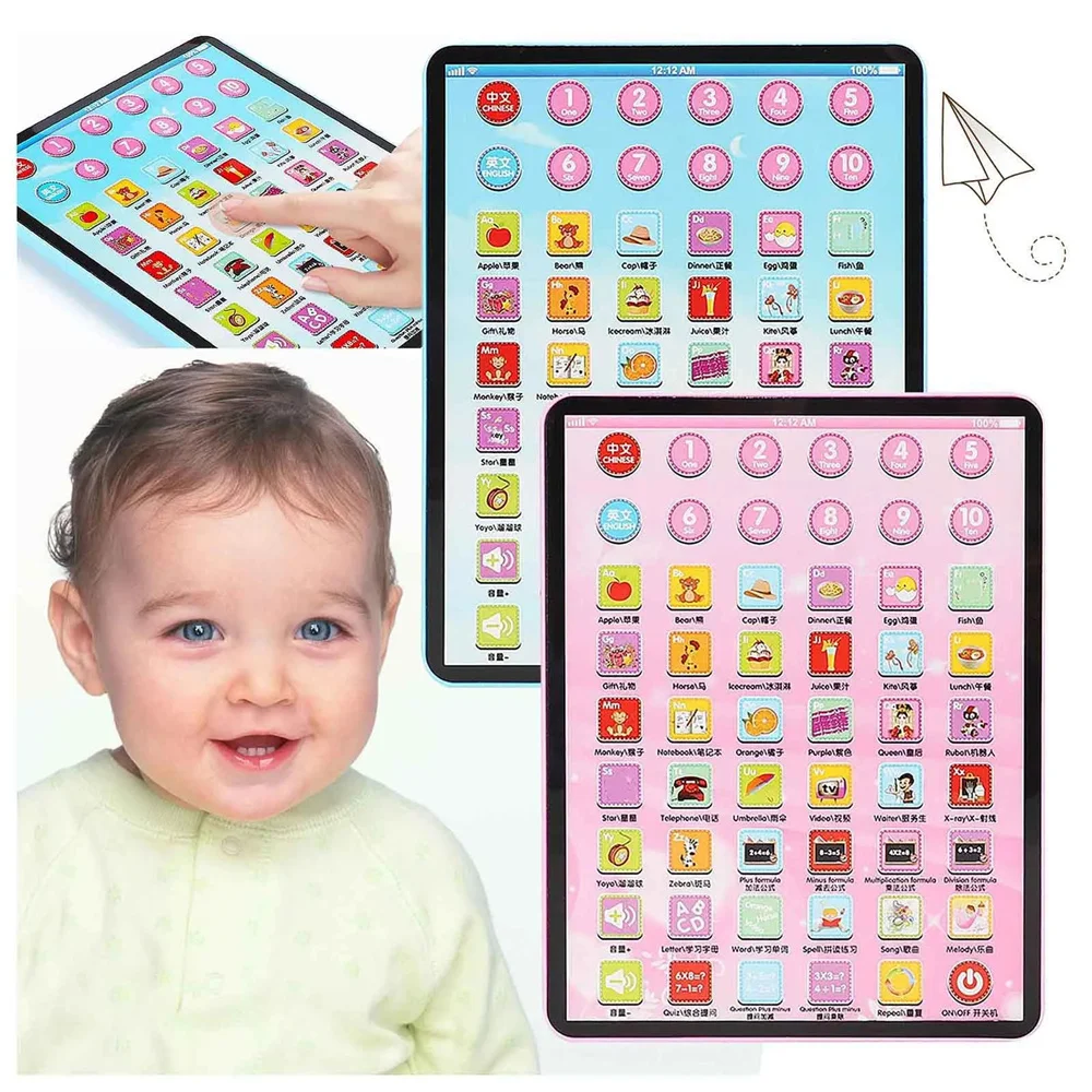 Learning Tablet Toy Chinese English Machine Electronic Touch Pad Interactive Learning Study Laptop Kids Educational