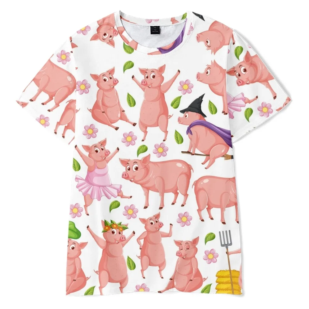 

2022 new men's casual breathable Fashion Top T-shirt Custom Hip Hop business round neck short sleeve T-shirt animation pig