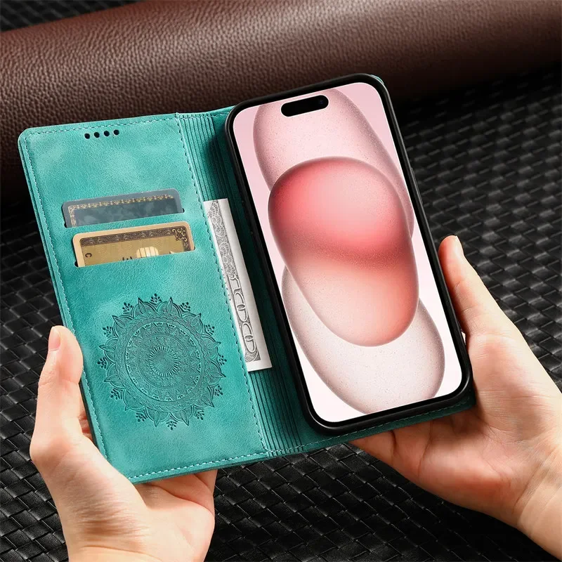 Premium Magnetic Leather Phone Case with Card Slot and Wallet Cover