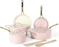 Free Ceramic Interior 10 Piece Heavy Gauge Enamel Aluminum Pots and Pans Cookware Set 1