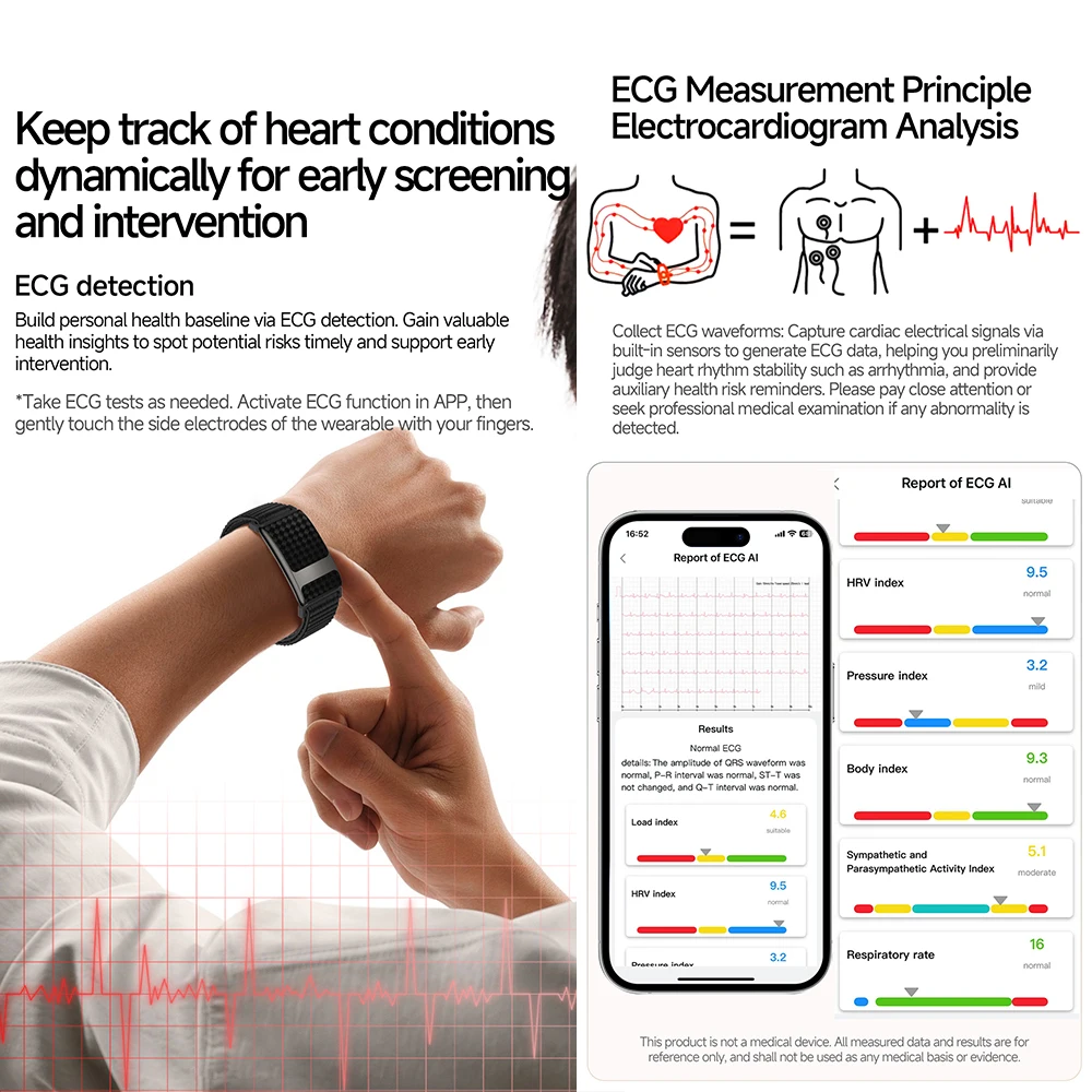 TK35 Pro 피트니스 스크린리스 스마트 팔찌 IP68 방수 심박수 HRV 혈중 산소 ECG 스크린리스 스마트 밴드 손목밴드