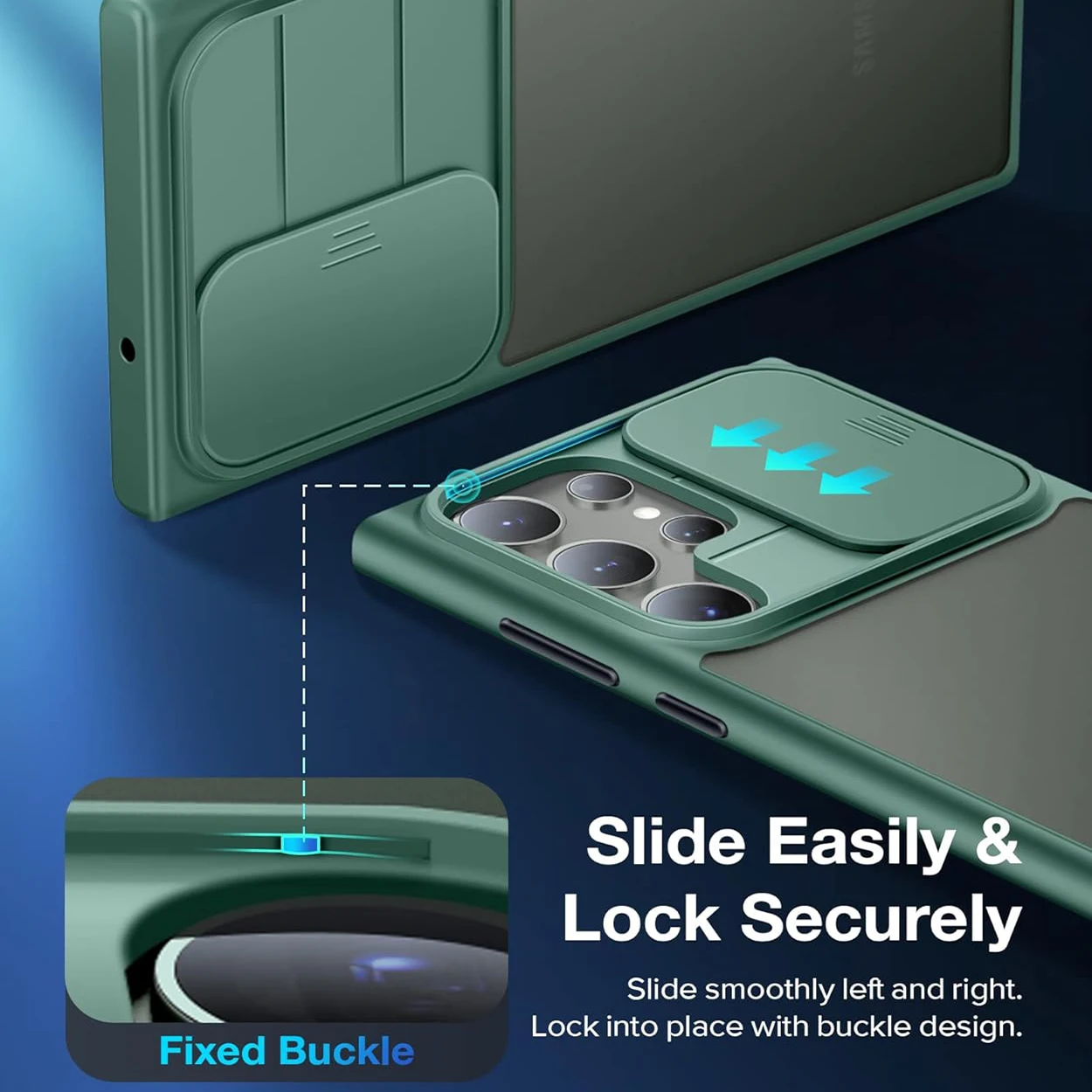 For Samsung Galaxy S23 Ultra Phone Case accessories with Slide Camera Cover Shockproof Protection Slim Translucent Matte Back