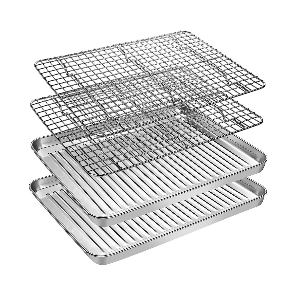 

Tray with Cooling Rack Set(2 Pans+2 Racks),Stainless Steel Cookie Pan with Cooling Rack for Oven, Baking Pan