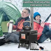 Wood Burning Stove,Folding Portable Wood Stove,Tent Stove for Heating,Outdoor camping stainless steel desktop stove include Pipe 1