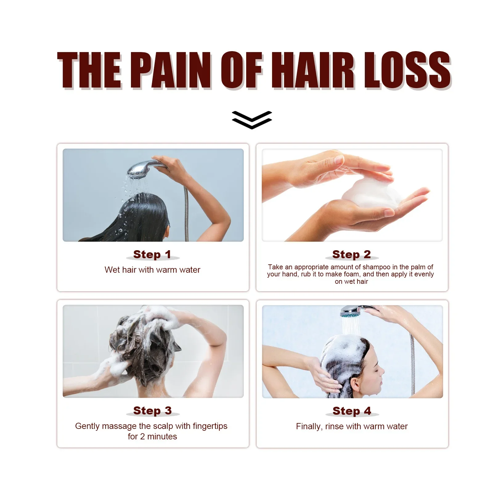 Shampooing pour la croissance des cheveux Traitement du cuir chevelu Nettoyage en profondeur des follicules Prévention de la calvitie Alopécie Nourrissant Épaississant Shampooing anti-chute de cheveux_voghion.com