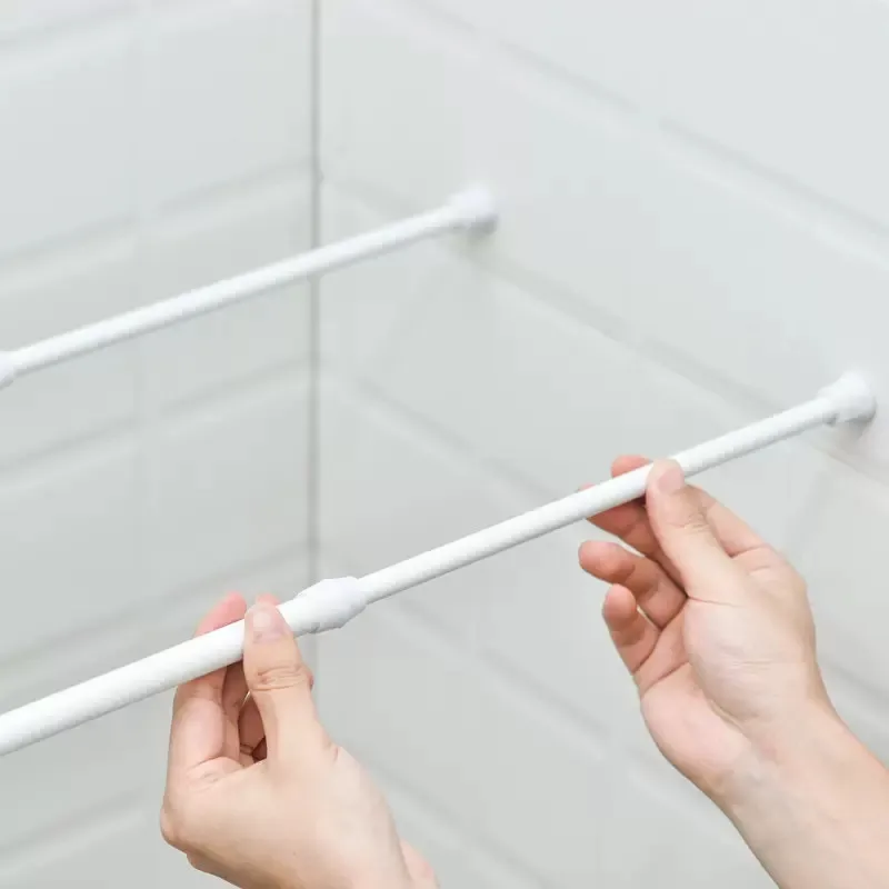 Tringle à Rideau Télescopique Extensible à Ressort - Blanc, 60-110 Cm - Sans Perçage, Pour Salle De Bain