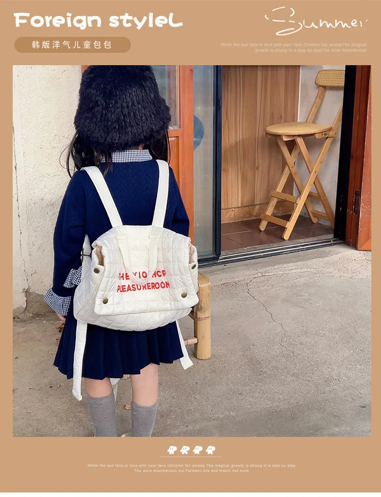 Fashion Letter Kids Backpack Class Bags for Girls Big Capacity