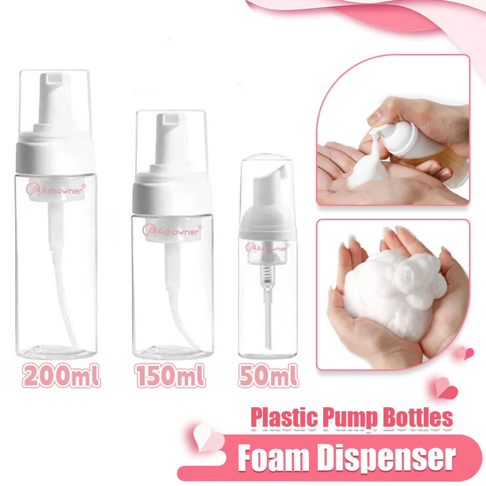 50ml150ml200mlFoamingSoapBottleEmptyPlasticMousseFacial