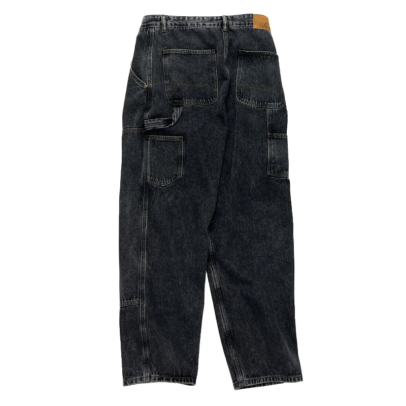 Retro American Waed Thiened Large Size Cargo Workwear Jeans Youth Trendy Straight Leg Loose Fit Durable Cotton Denim