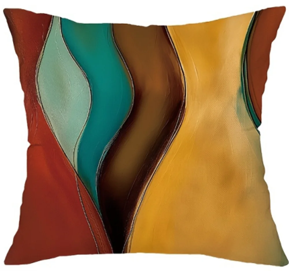 1 piece set of Bohemian geometric wave print pillowcase, fashionable abstract modern decoration cushion cover, unfilled pillow c 2