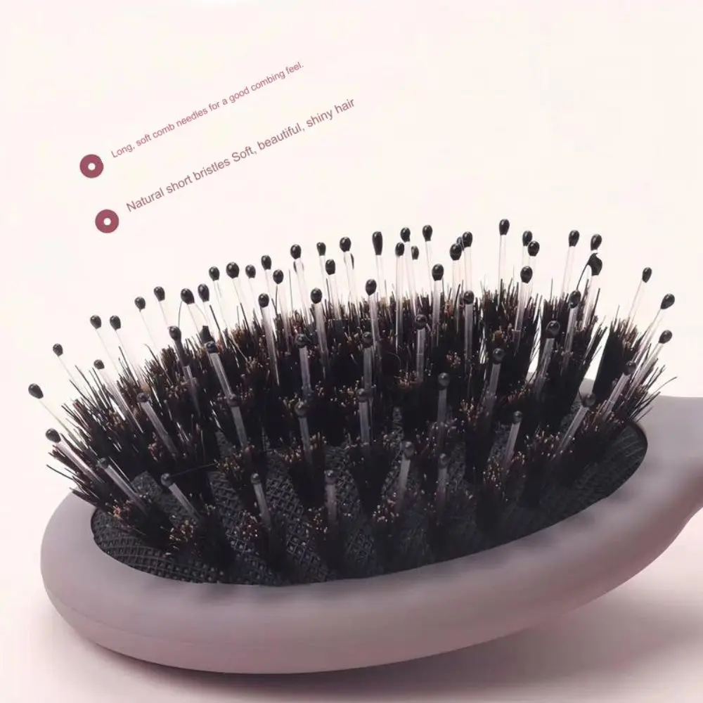 Cute Mini Paddle Brush Pig Bristle Lightwear Hair Comb Frosted Matte Massage Comb Holiday Vocation