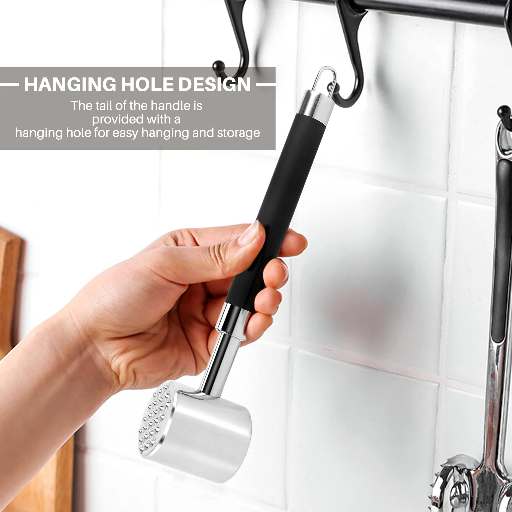 Meat Tenderizer Mallet Hammer-Stainless Steel-Dual-Sided Tool for Tenderizing, Dishwasher Safe