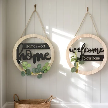 Rustic Farmhouse “Home” Wooden Hanging Sign 1