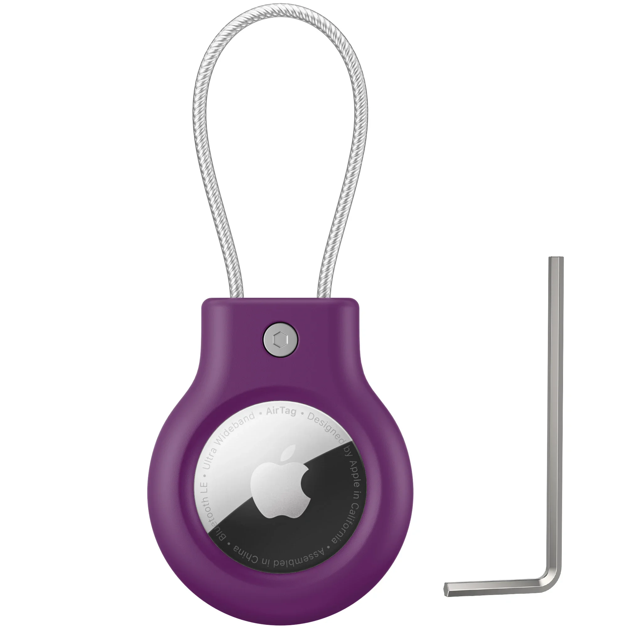 Premium 360° Protective AirTag Cover with Metal Keychain and Hex Wrench Kit