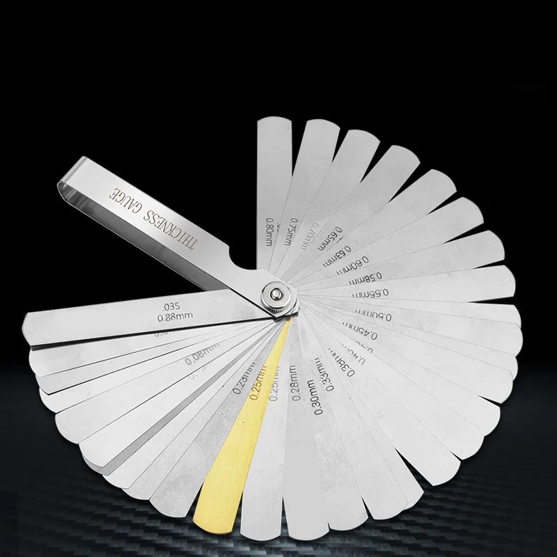 Description Picture 2 of item32 Blades Universal Metric and Imperial Thickness Gage Set Tappet Valve Stainless Steel Feeler Gauges Gap Measuring Tool