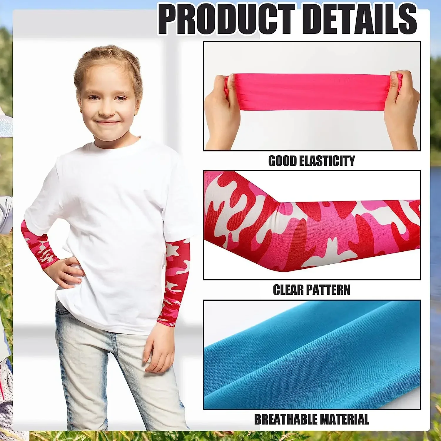 Summer Kids Ice Silk Sun Protective Solid Sleeve Cover Sun UV50 Protection cooling arm sleeves sun protection arm sleeves arm sleeves For Girls Boys Arm Warmer Cycling Running 1 Pair