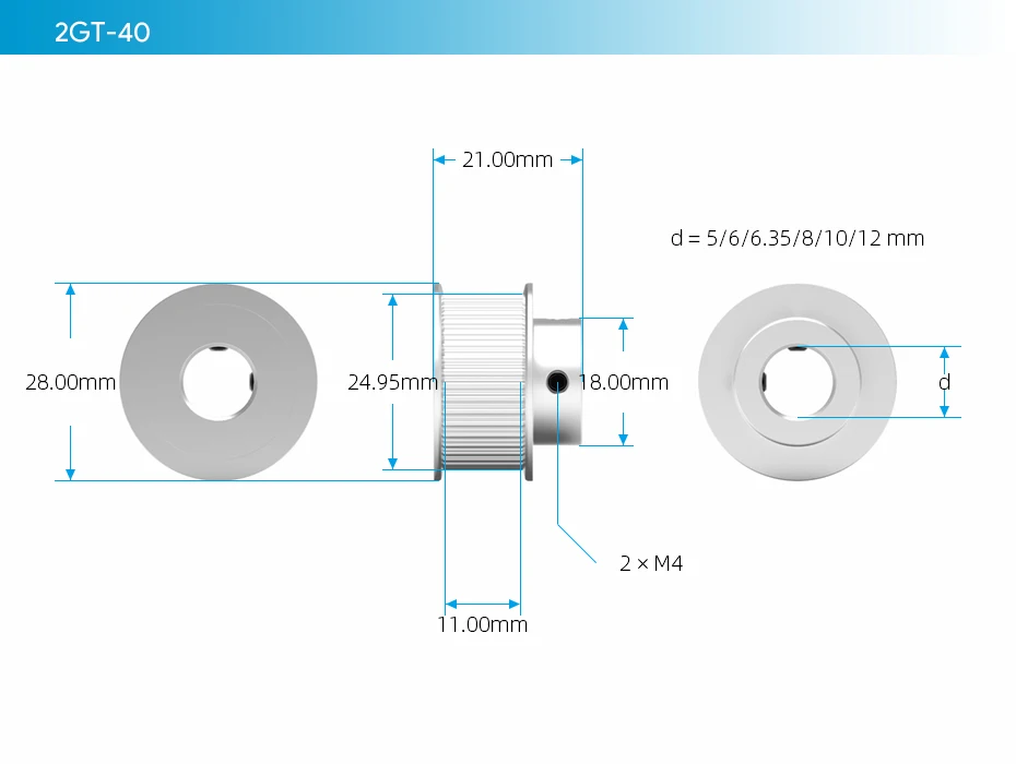GT2 2GT Timing Pulley 30 36 40 60 80 Teeth Wheel Bore 5mm 8mm Aluminum Gear Teeth Width 10mm 3D Printer Parts Accessories