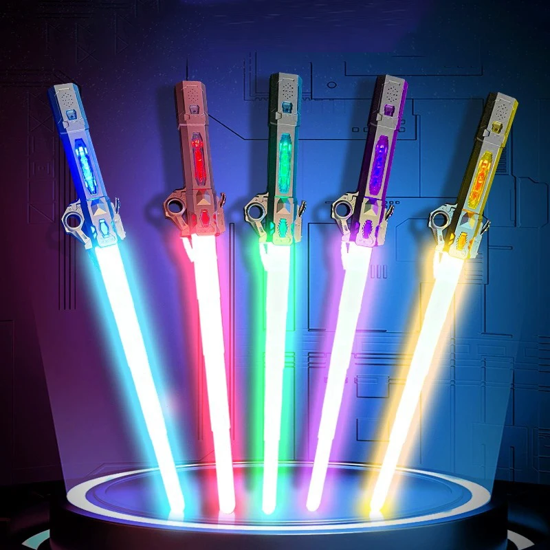 Retractable Lightsaber With Usb Charge Finger Rotating Laser Sword Flash Luminous Sound Cos FX Duels Battle Toy For Kids Adult