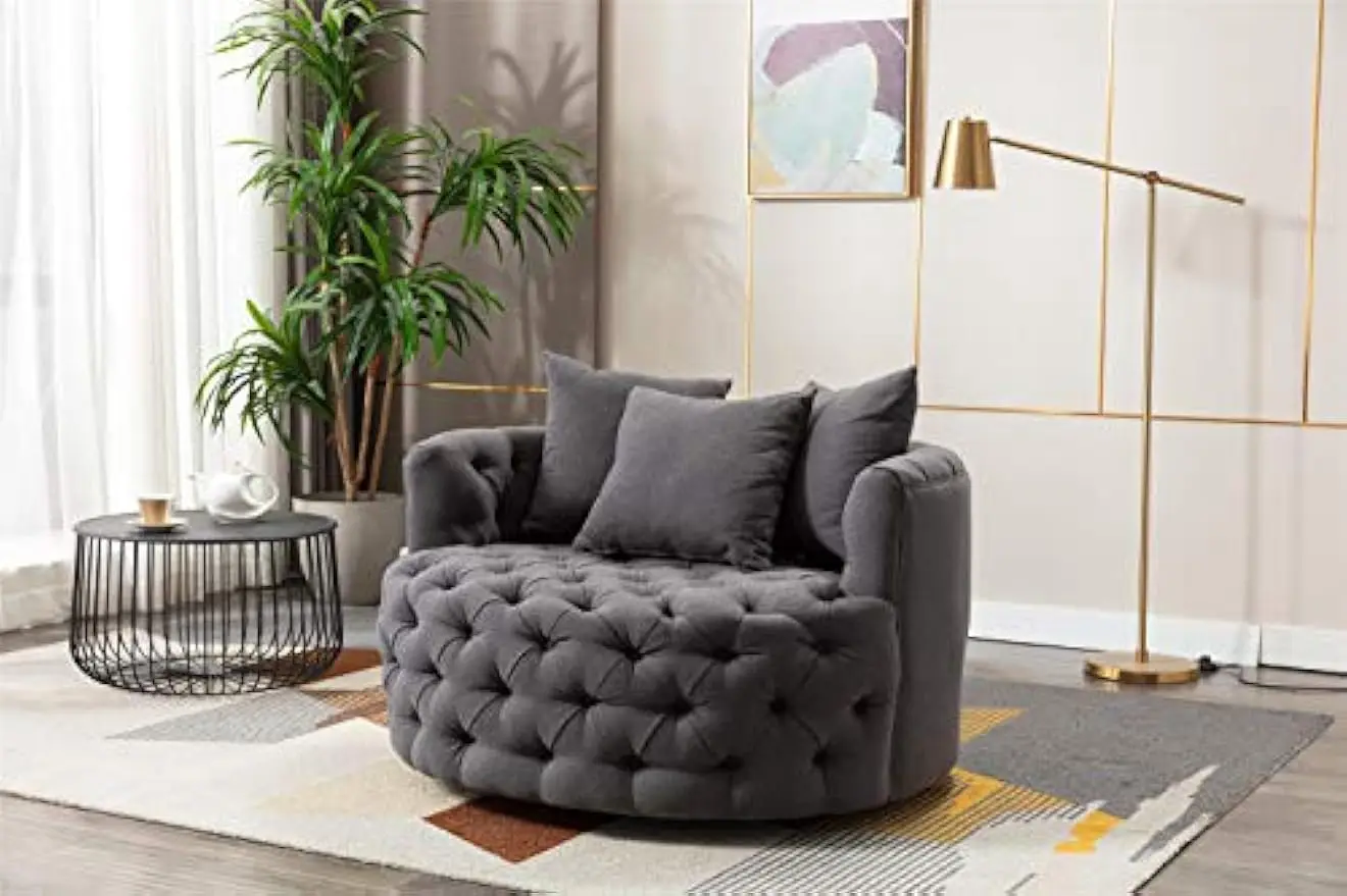 Modern Swivel Accent Chair Barrel Chair for Hotel Living Room, Modern Leisure Grey Our chairs are carefully designed