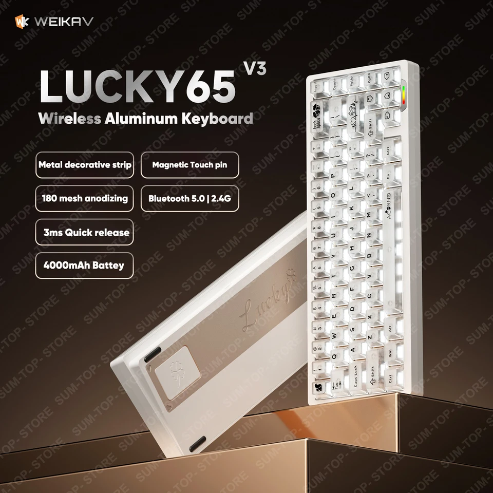 Weikav lucky65 v3 nut65 kit de teclado mecânico de alumínio sem