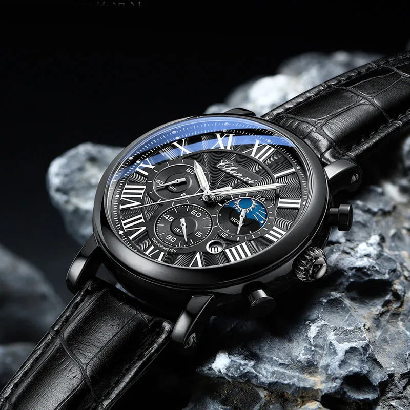 

CHENXI Men Watch Top Brand Luxury Business Watches Complete Calendar Moon Phase Chronograph Quartz Wristwatches Men Best Gifts