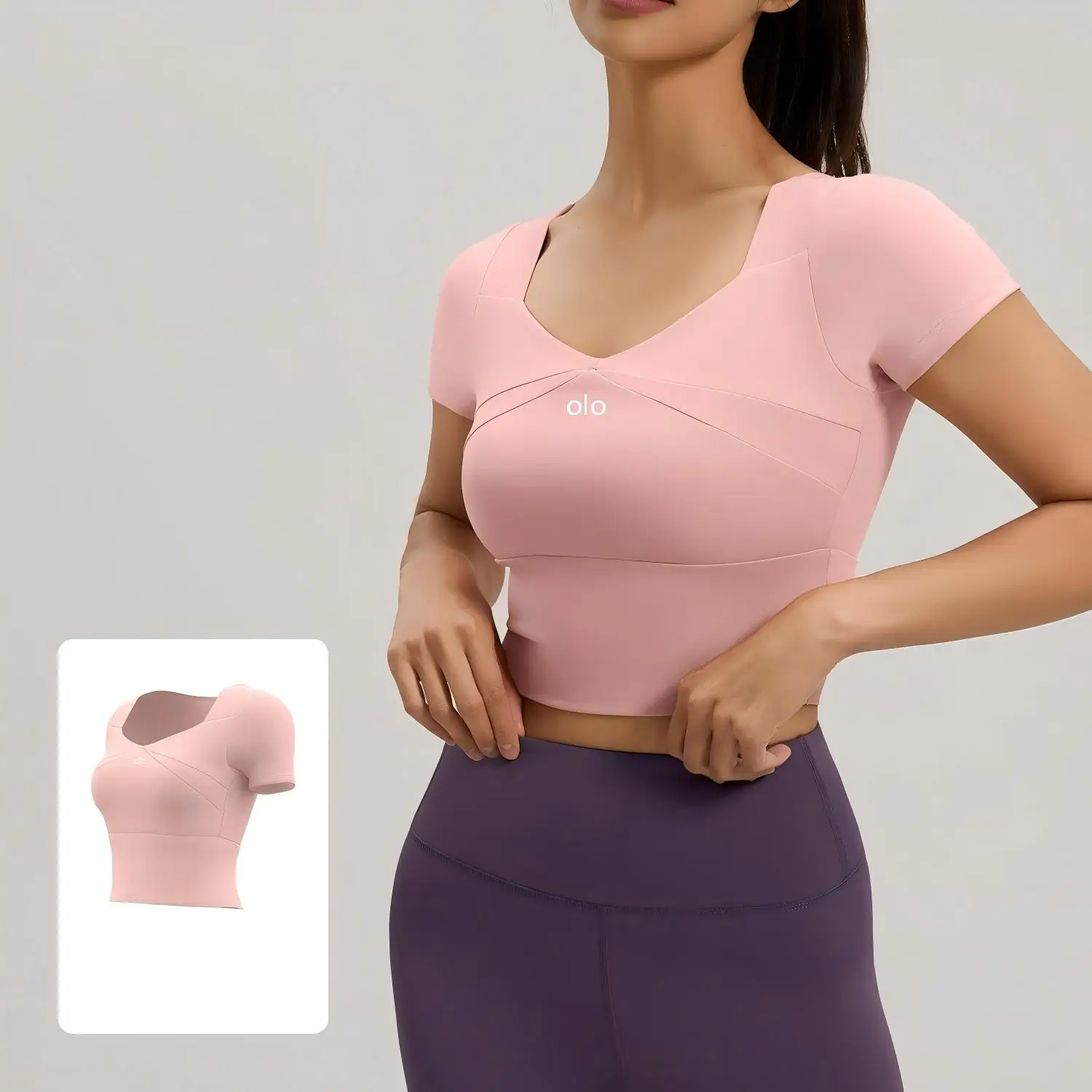 패딩 처리된 가슴 지지대가 있는 퍼즐 요가탑, 반팔, 누드 스타일, 슬리밍, 피트니스 스포츠 의류, 피트니스 브라, 여성 스타일