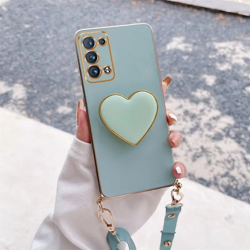 Elegant Love Heart Crossbody Lanyard Case with Cord Strap