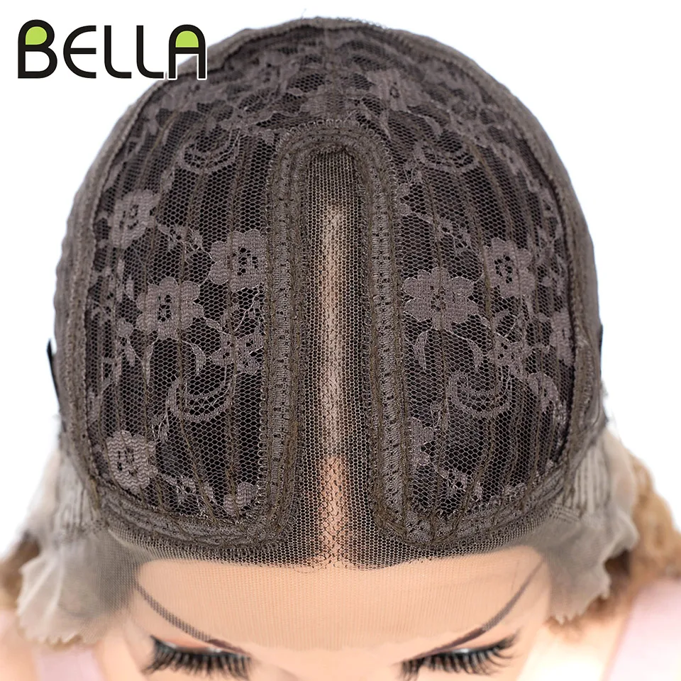 Bella 40 Inch Synthetic Deep Wave Long Wigs Ombre Blonde Brown Cosplay Heat Resistant Fiber Fake Hair synthetic wig