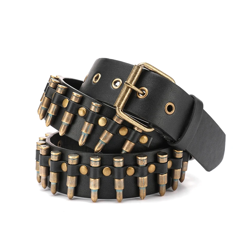 Modischer neuer Bronze-Bullet-Gürtel, Metallgürtel für Männer und Frauen, Punk-Hardware-Jeansgürtel, Y2K-Gürtel, Designer-Gürtel, Damengürtel – Detail 1