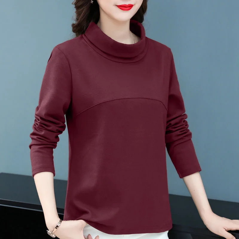 

2022 Autumn New 100% Cotton T Shirt Woman Long Sleeve Shirt Korean Style Woman T-shirt Loose Women Shirts