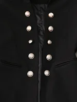 Elegant Black Double-Breasted Blazer with Golden Buttons