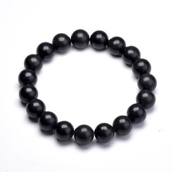 Nature Black Shungite Energy Bracelet for Healing and Meditation (10mm)
