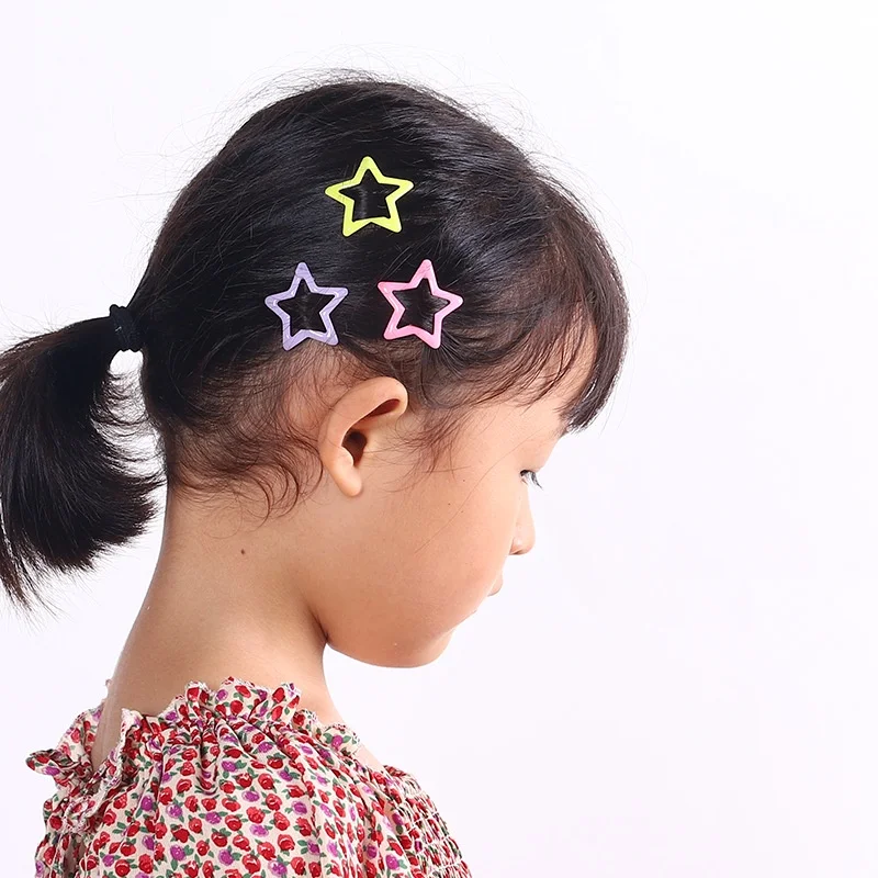 12pcs Candy Color Five-pointed Stars Hair Clips Children Cute BB Clips Hairpins Metal Barrettes Girls Hair Accessories