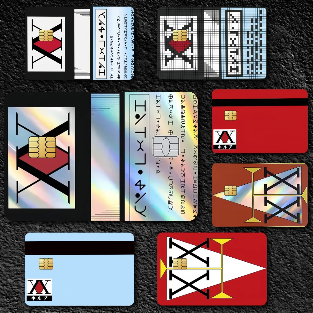 Anime Stickers Credit Card Stickers HUNTER Film Skin Cover Credit Card Stickers 4PCS Debit Front Anime H-HUNTER x Decoration Bank Bus Pass Waterproof