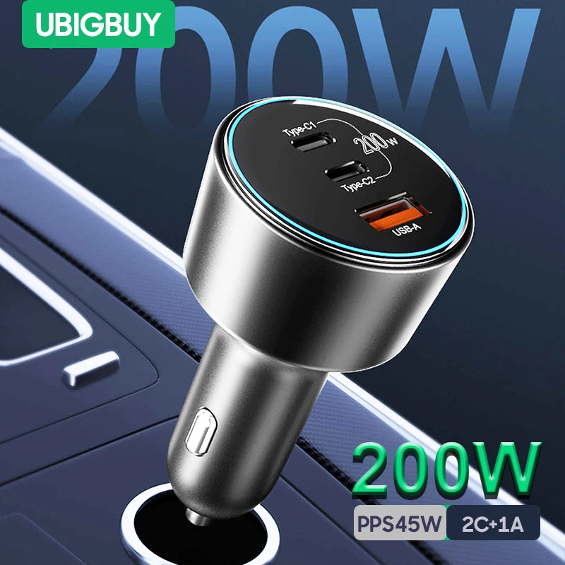 Ubigbuy Car Charger 3-Port Quick Charge